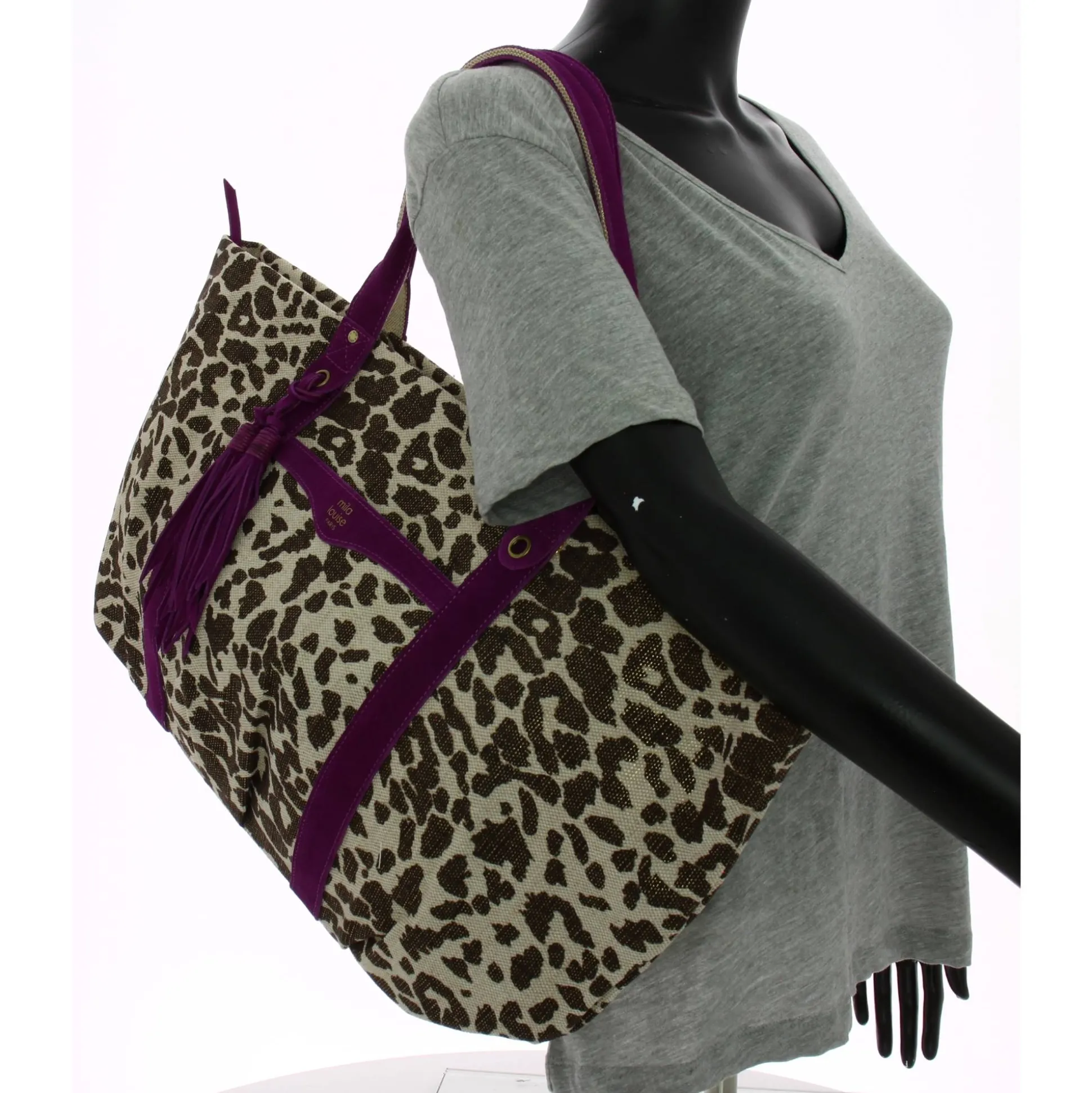 Mila Louise Grand cabas zippe Colette LP leopard*Femme Sacs Cabas