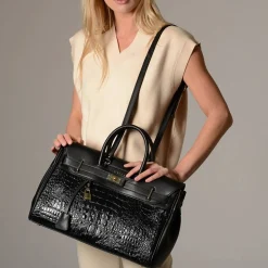 Mac Douglas Grand sac a main facon croco Pyla Meryl S*Femme Sacs À Main
