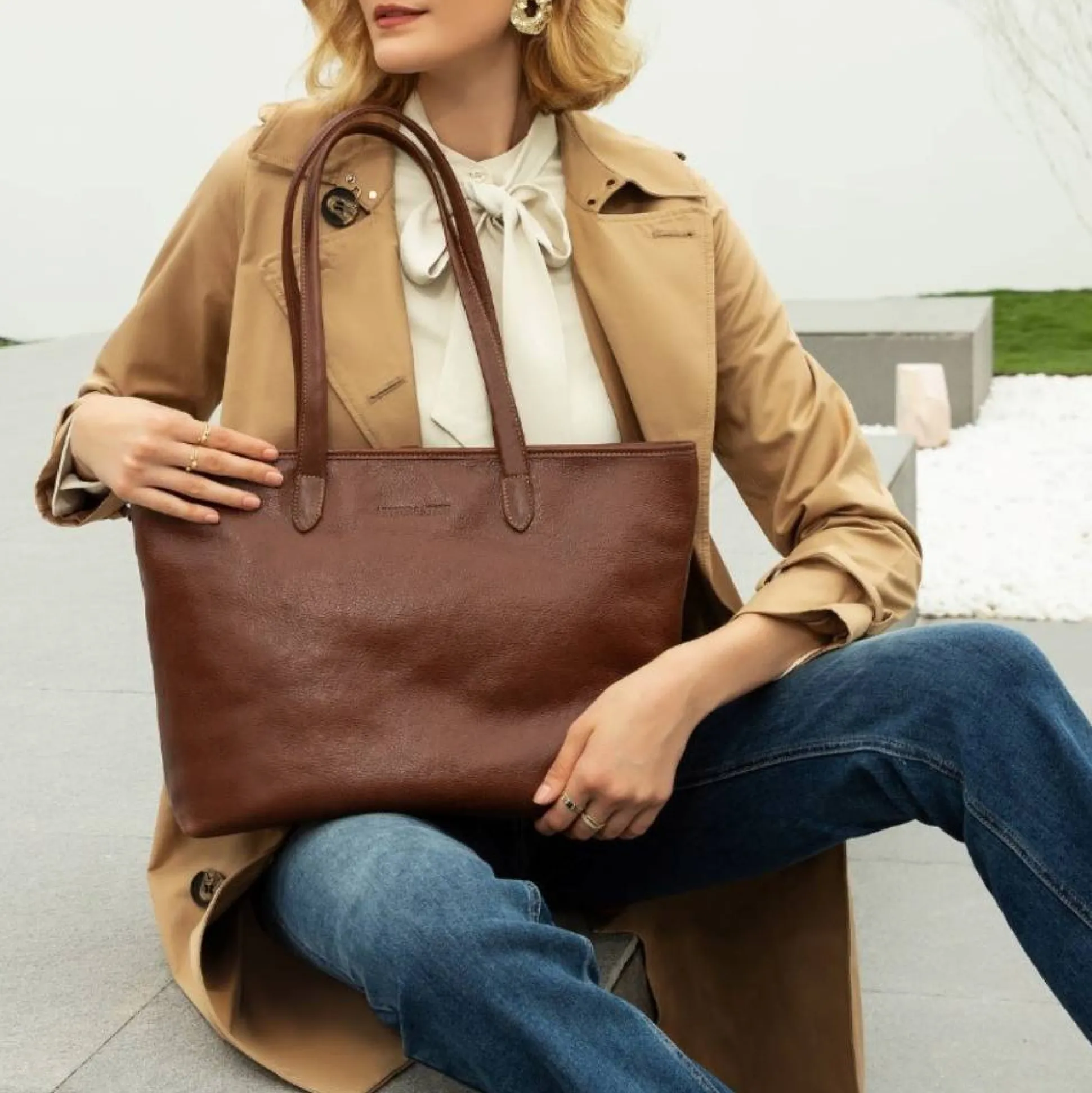 Arthur Aston Grand sac shopping Edith en cuir*Femme Sacs Porté Épaule