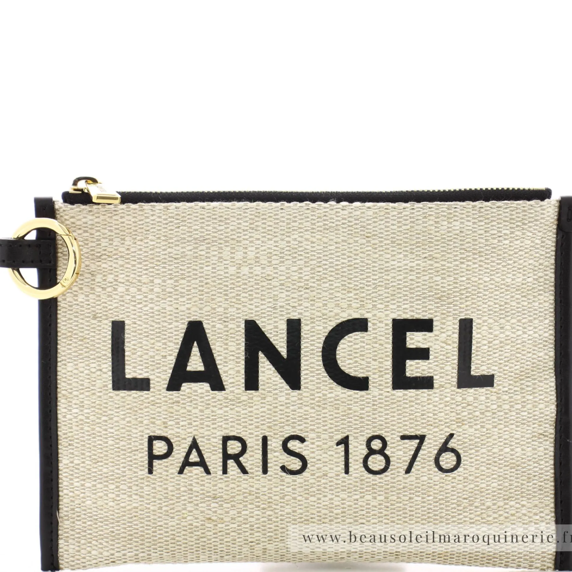 Lancel Pochette zippee Summer Tote toile de jute*Femme Pochettes
