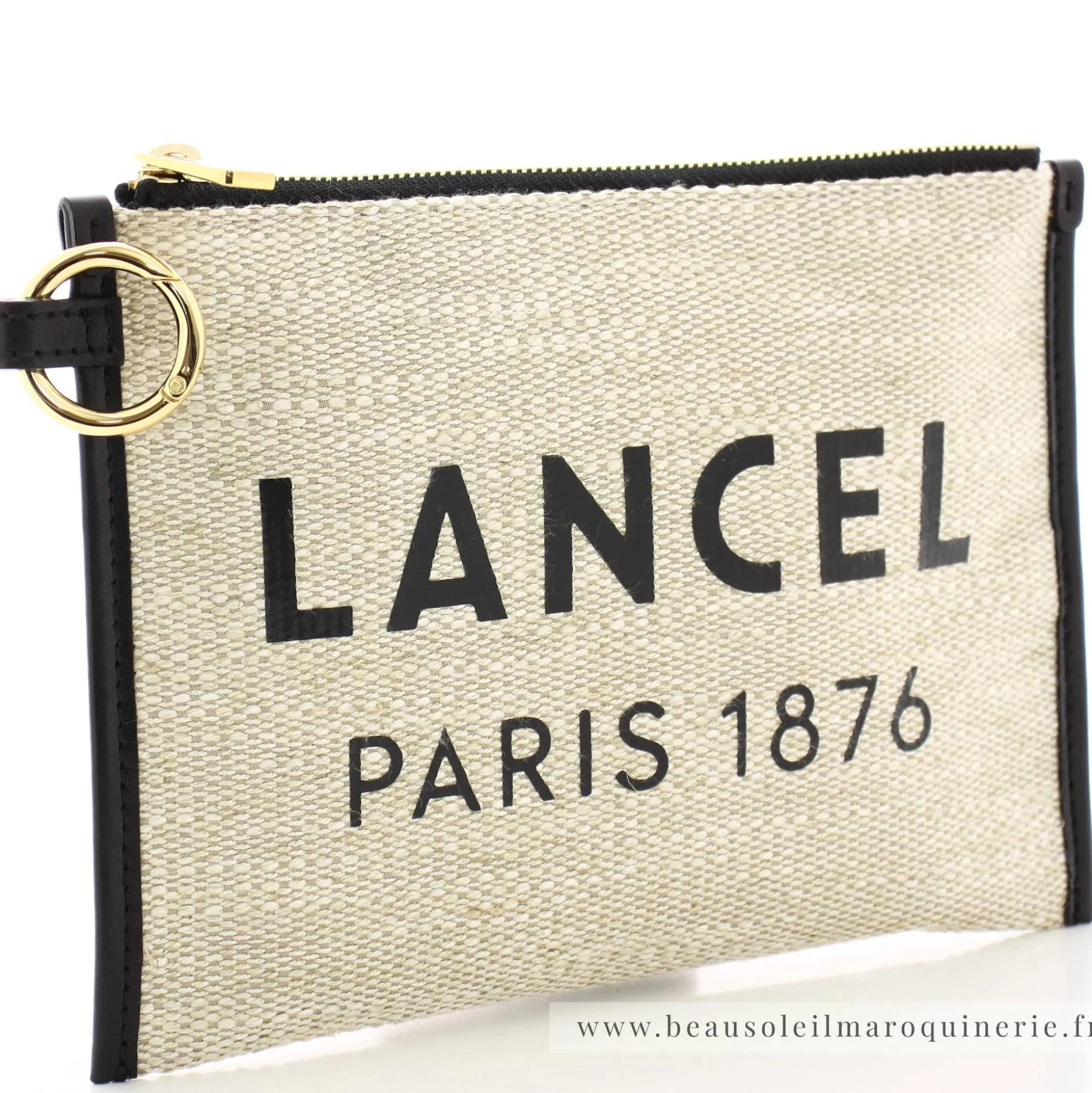 Lancel Pochette zippee Summer Tote toile de jute*Femme Pochettes