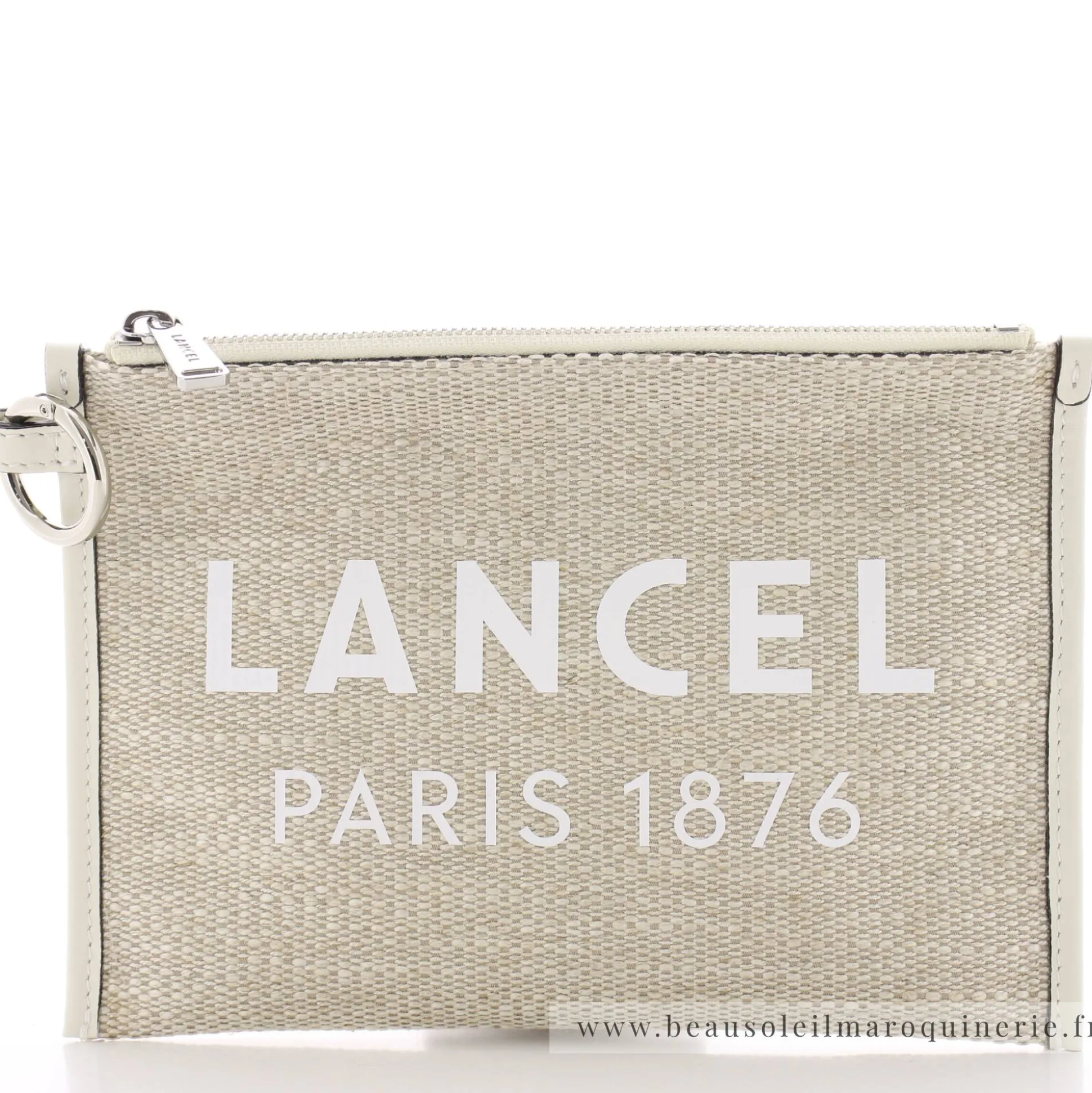 Lancel Pochette zippee Summer Tote toile de jute*Femme Pochettes