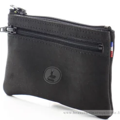 Frandi Porte-monnaie plat en cuir Authentique zippe*Homme Porte-Monnaie Homme