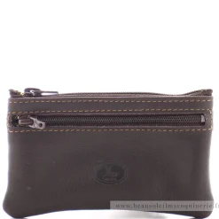 Frandi Porte-monnaie plat en cuir Authentique zippe*Homme Porte-Monnaie Homme