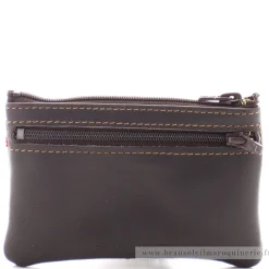 Frandi Porte-monnaie plat en cuir Authentique zippe*Homme Porte-Monnaie Homme