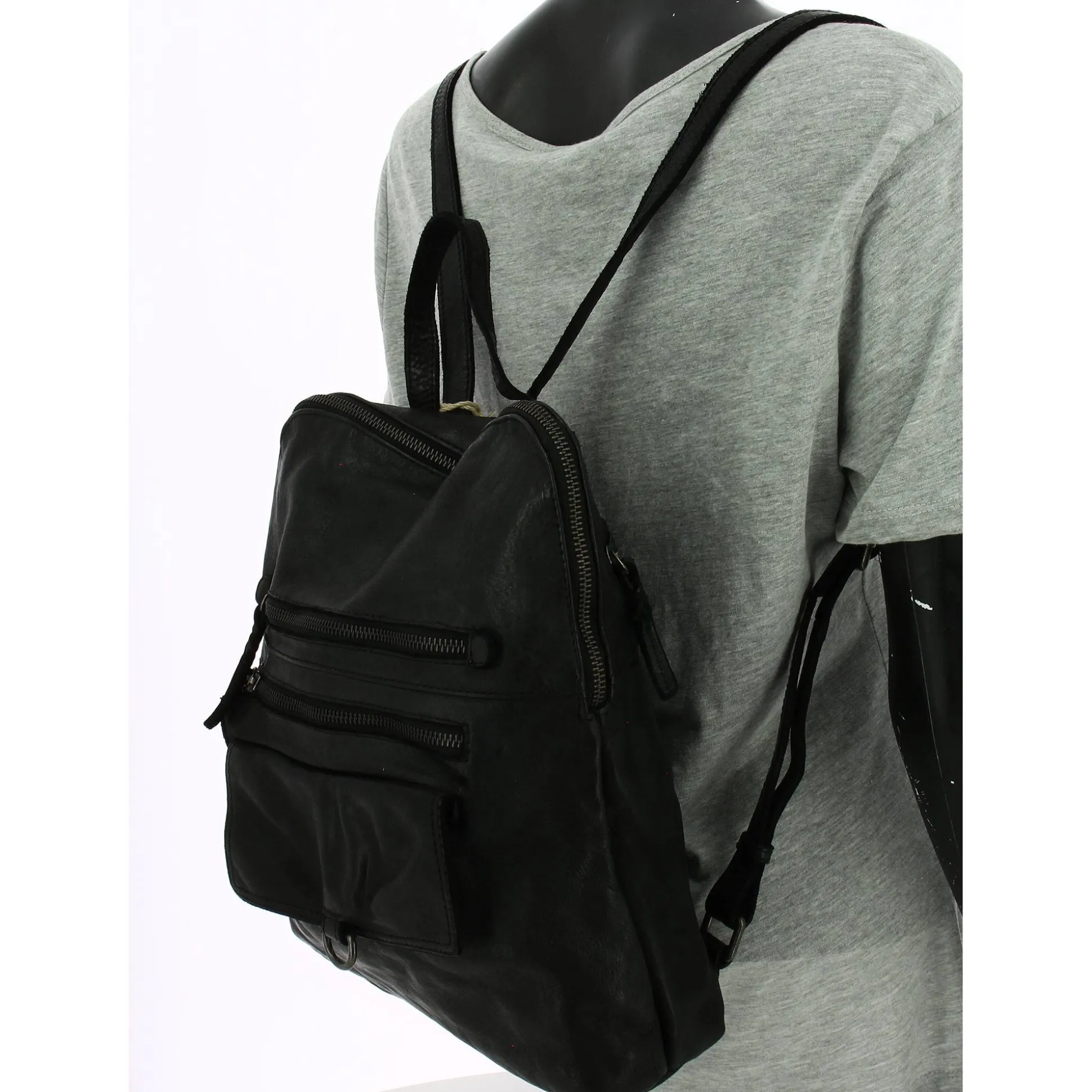 Gianni Conti Sac a dos femme zippe en cuir*Femme Sacs À Dos Femme