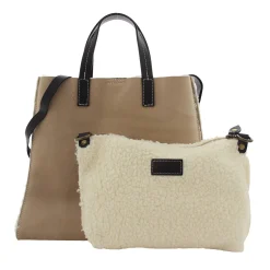 Marlon Firenze Sac a main cuir nubuck et fourrure*Femme Sacs À Main