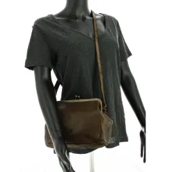 Biba Sac bandouliere Boston en cuir avec fermoir*Femme Sacs Bandoulière