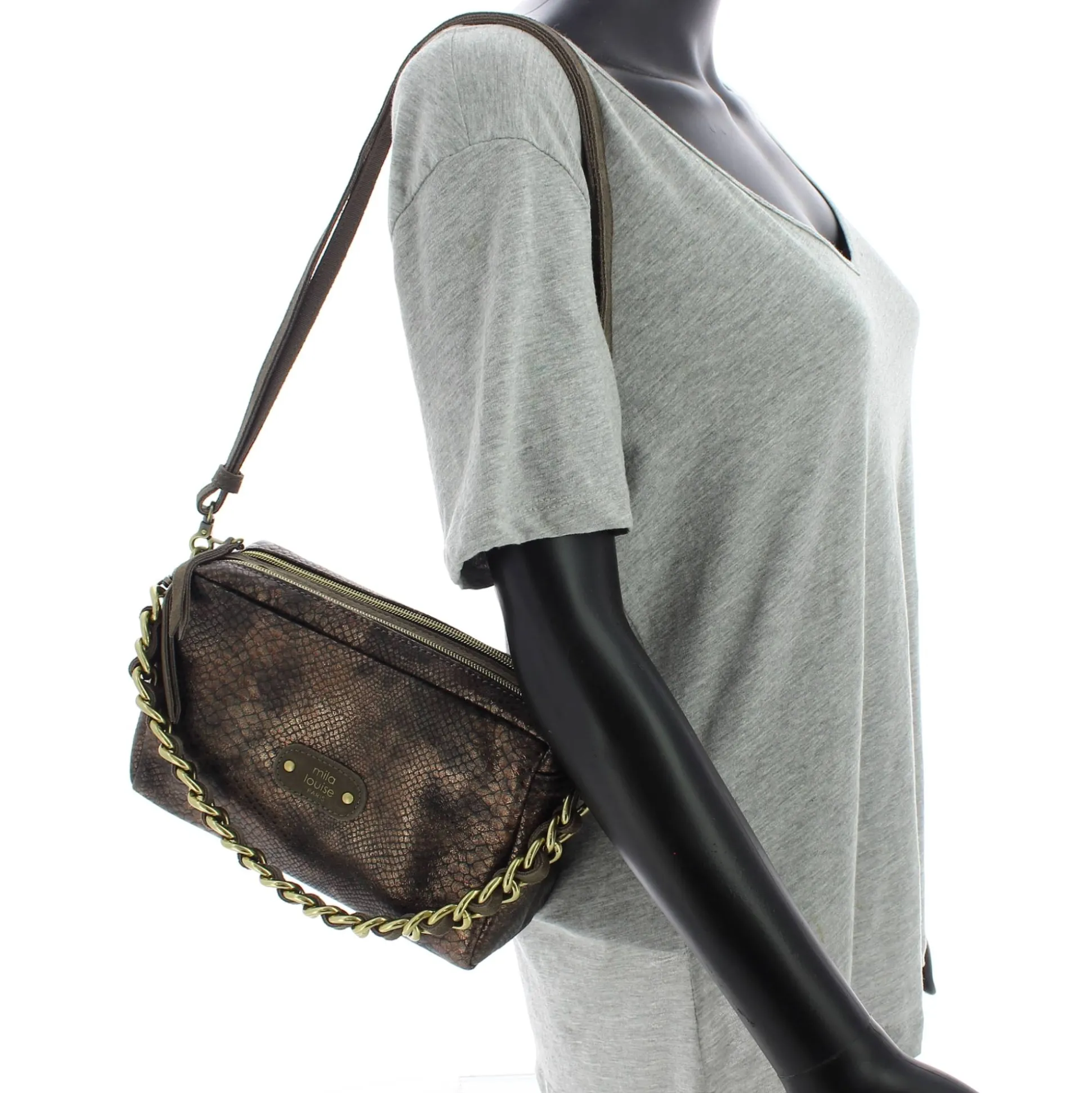 Mila Louise Sac bandouliere Mama PT3 facon python*Femme Sacs Bandoulière