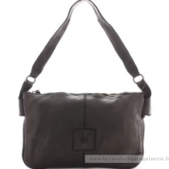 Biba Sac bandouliere zippe Boston cuir vintage*Femme Sacs Bandoulière