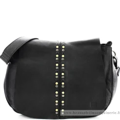 Biba Sac besace porte epaule Hancock rabat cloute grand format*Femme Sacs Bandoulière