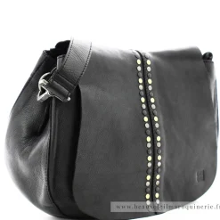 Biba Sac besace porte epaule Hancock rabat cloute grand format*Femme Sacs Bandoulière