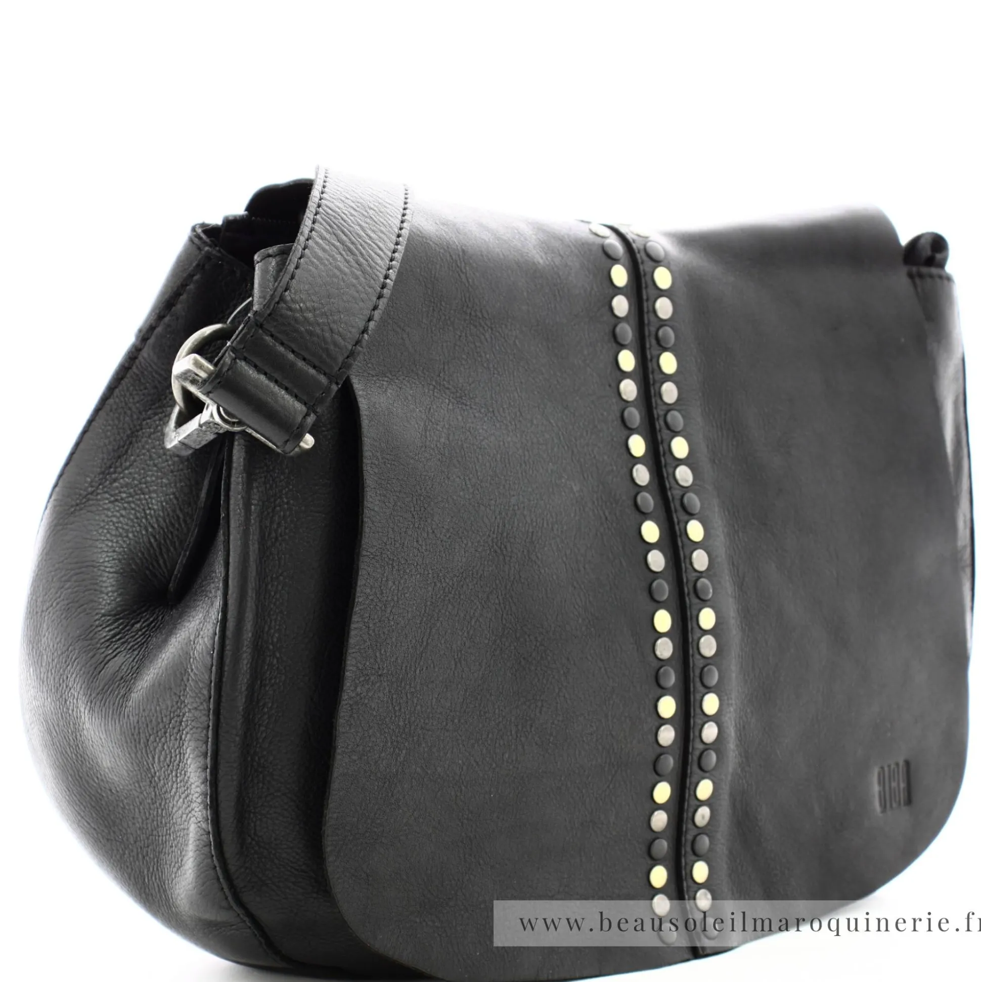 Biba Sac besace porte epaule Hancock rabat cloute grand format*Femme Sacs Bandoulière