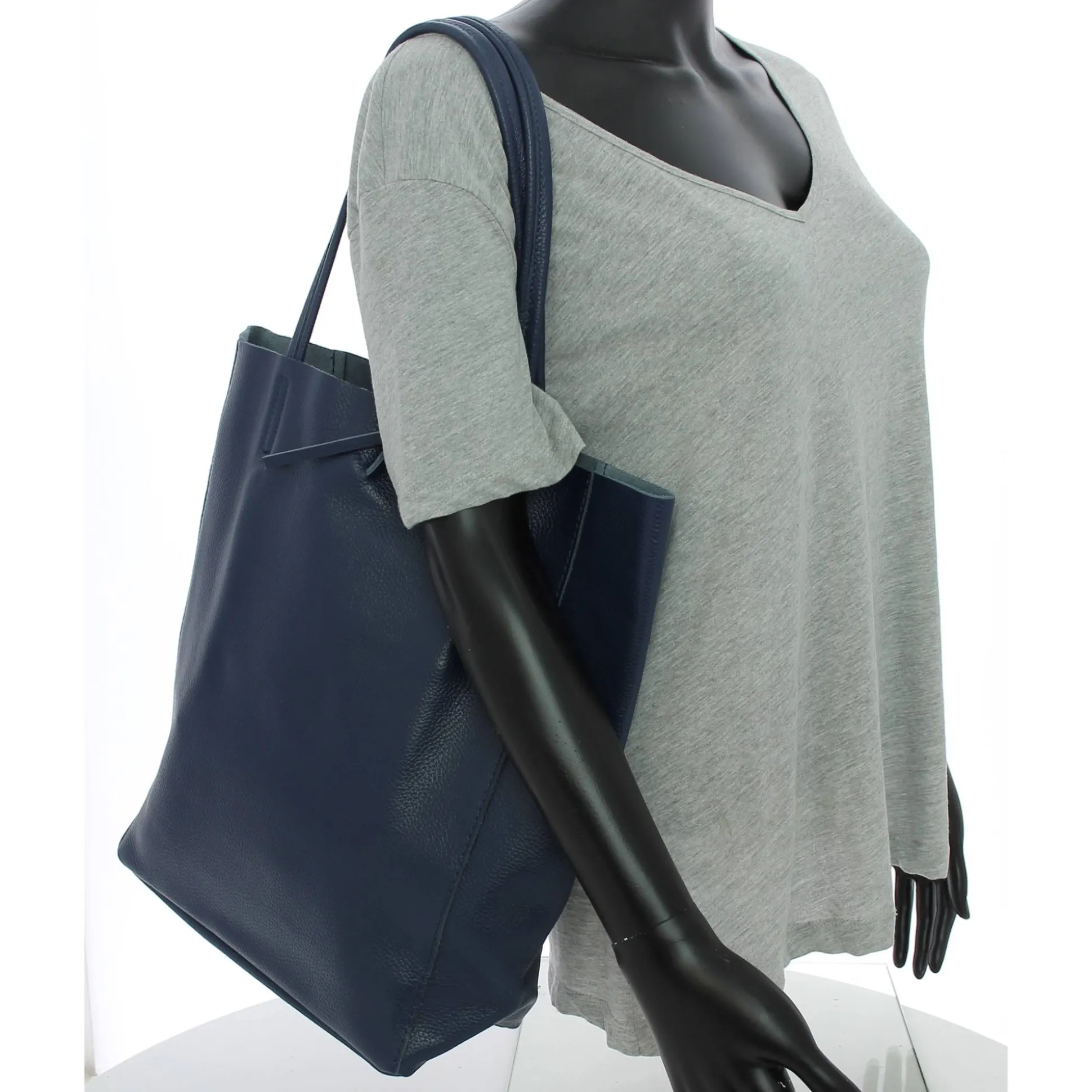 Marlon Firenze Sac cabas vertical cuir graine porte epaule*Femme Sacs Cabas