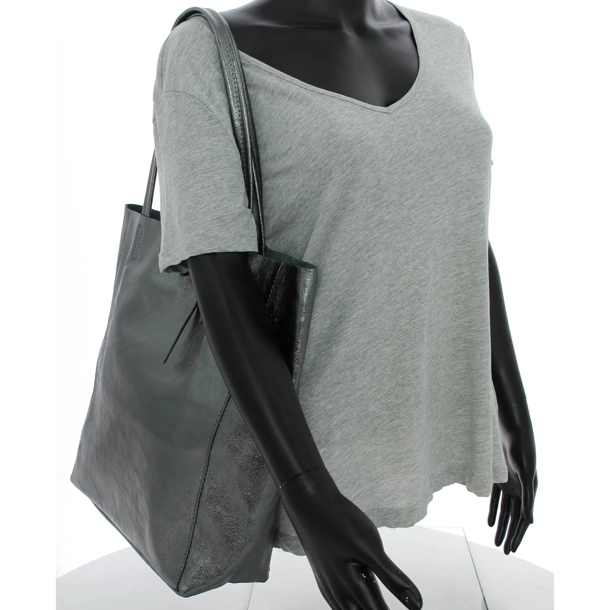 Marlon Firenze Sac cabas vertical en cuir metallise*Femme Sacs Cabas