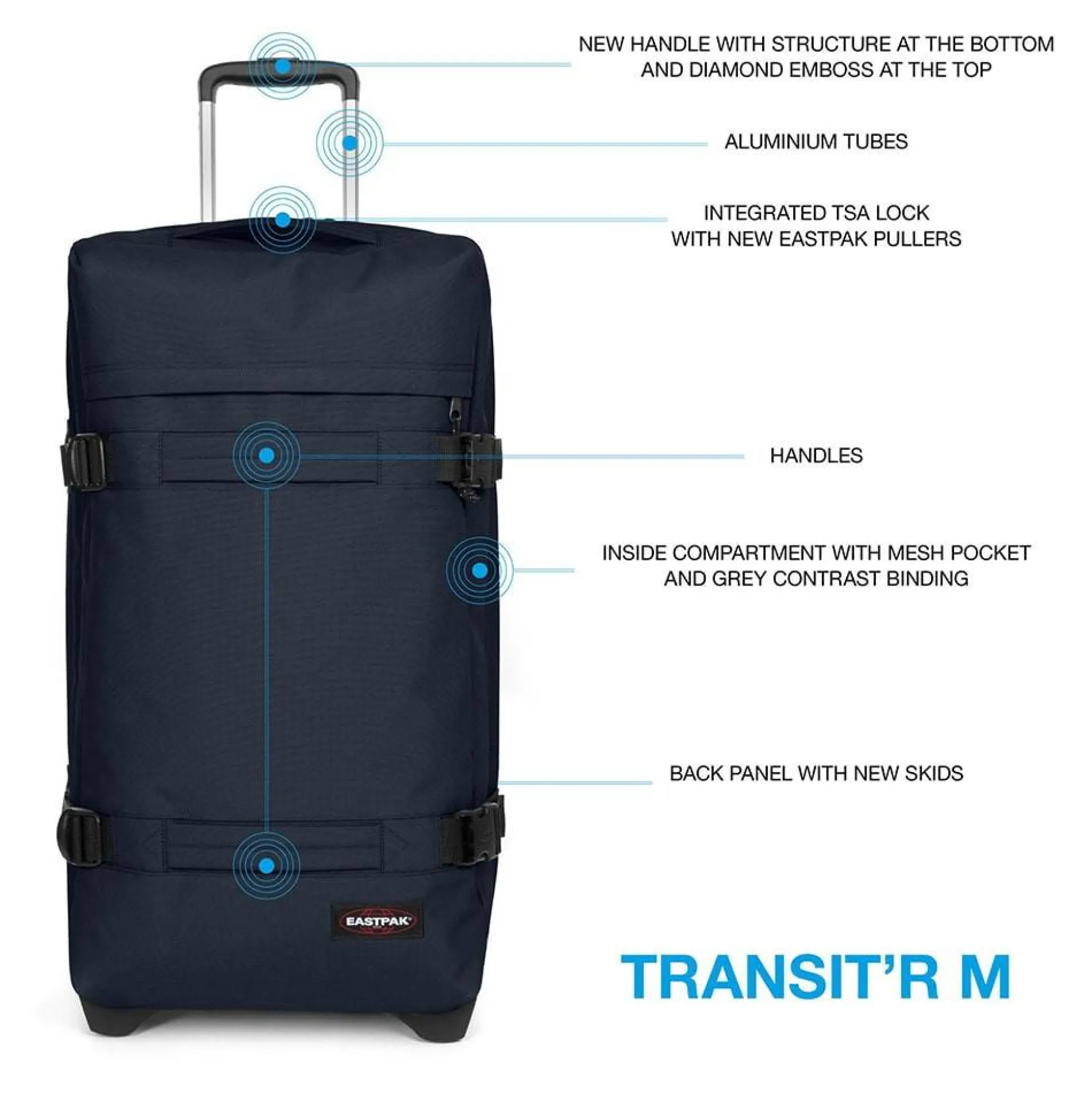 Eastpak Sac de voyage a roulettes Transit'R M 67cm* Sacs De Voyage Roulettes