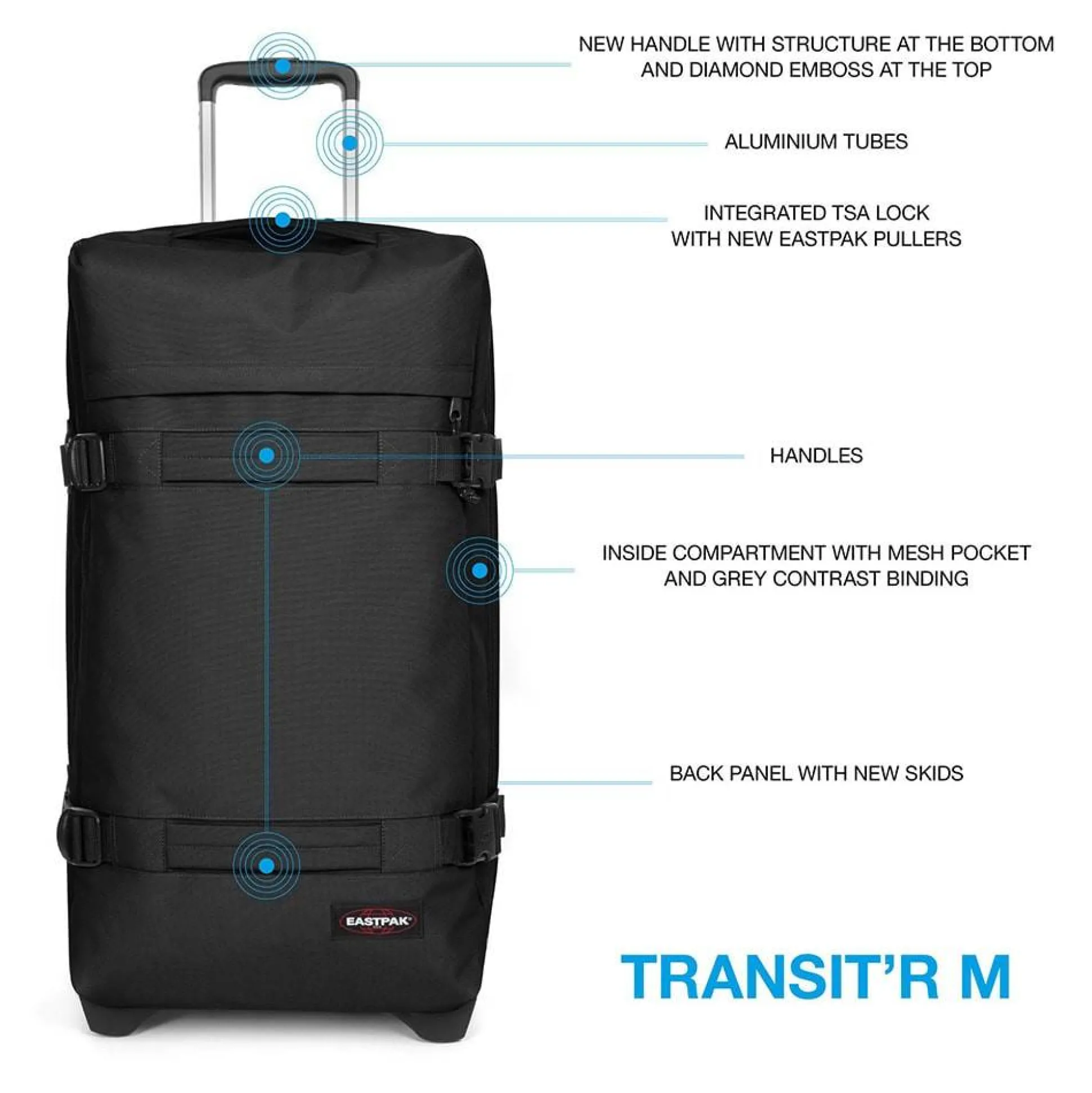 Eastpak Sac de voyage a roulettes Transit'R M 67cm* Sacs De Voyage Roulettes