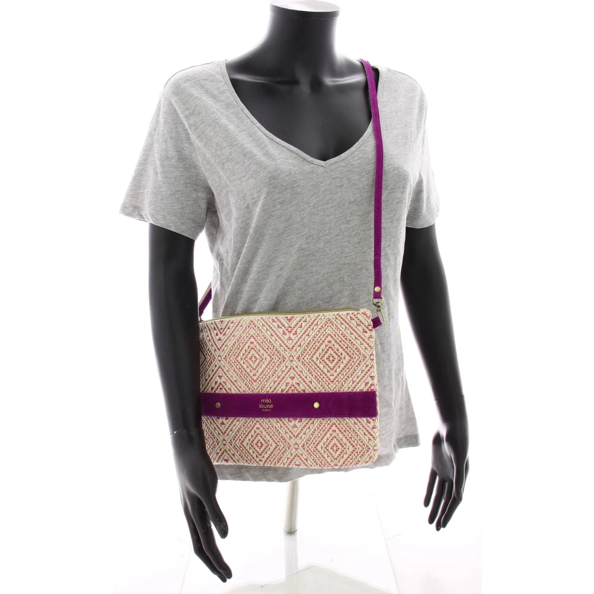 Mila Louise Sac pochette Nina Los XL textile tisse*Femme Pochettes|Sacs Bandoulière